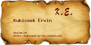 Kubicsek Ervin névjegykártya