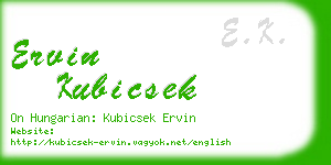 ervin kubicsek business card